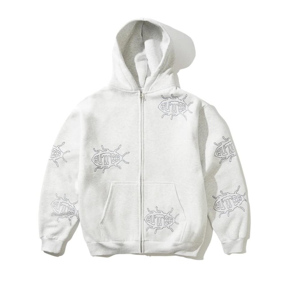 BUTTER GOODS Men's Roach Zip-Thru Hood In Ash